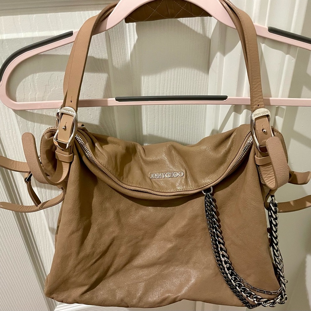 Jimmy Choo Tan Leather Shoulder Bag